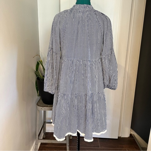 Tuckernuck nautical navy white striped tassel coverup dress small - Picture 8 of 15